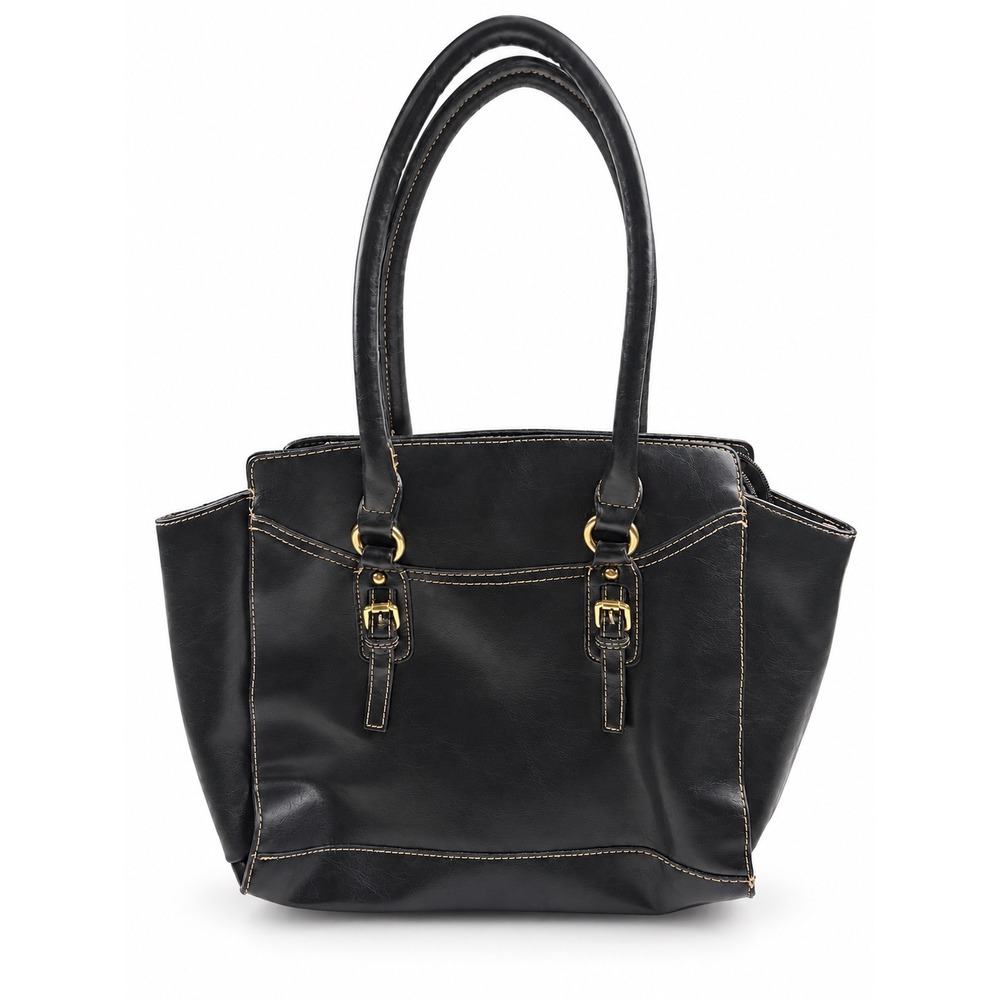 Vintage Y2K 2000's Black Retro Leather Grunge Everyday Shoulder Bag Purse